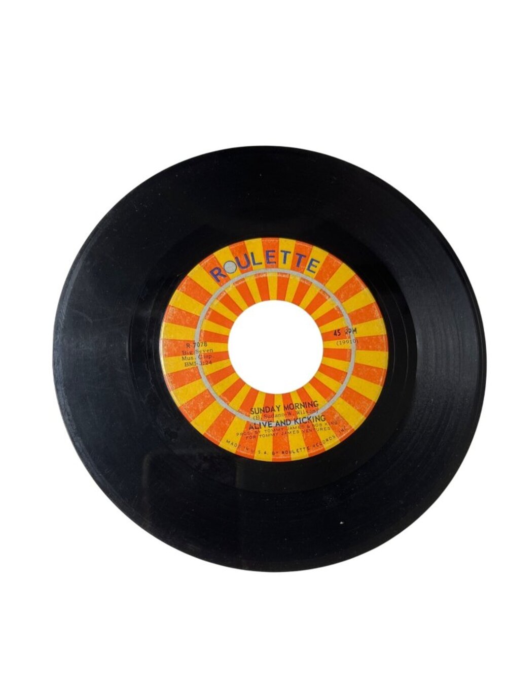 Alive & Kicking 45 RPM Vinyl Record Tighter Tighter / Sunday Morning Roulette - Picture 3 of 4